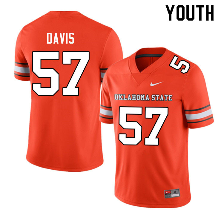 Youth #57 Cade Davis Oklahoma State Cowboys College Football Jerseys Sale-Alternate - Click Image to Close